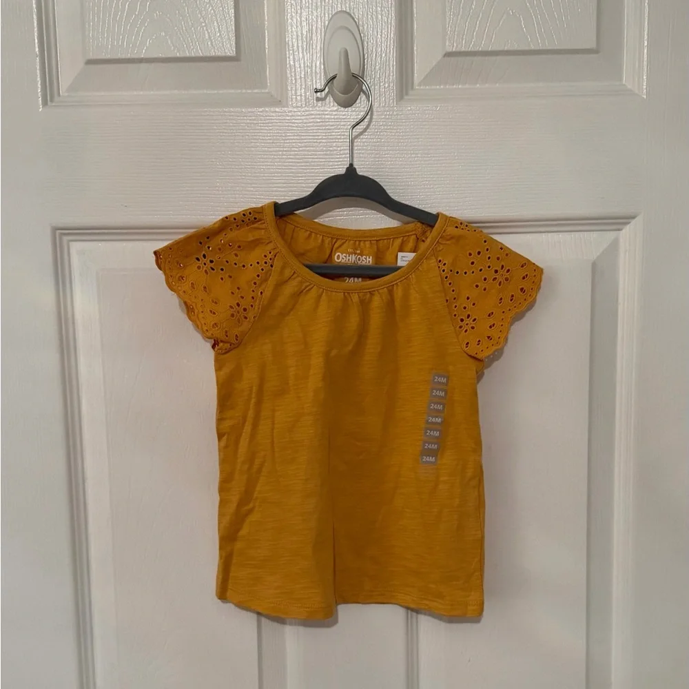 OshKosh B'gosh Kids Yellow Eyelet Sleeve Tee - Picture 1 of 3